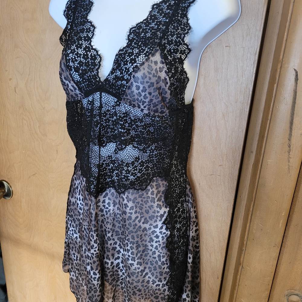 💜New Last One Small Leopard Lace Patchwork Babydoll Set - Picture 7 of 9